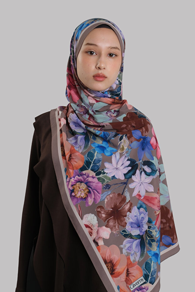 Mink Zera Shawl Collection Italian Stitched Miracle Fabric Floral Patterned 202133_10