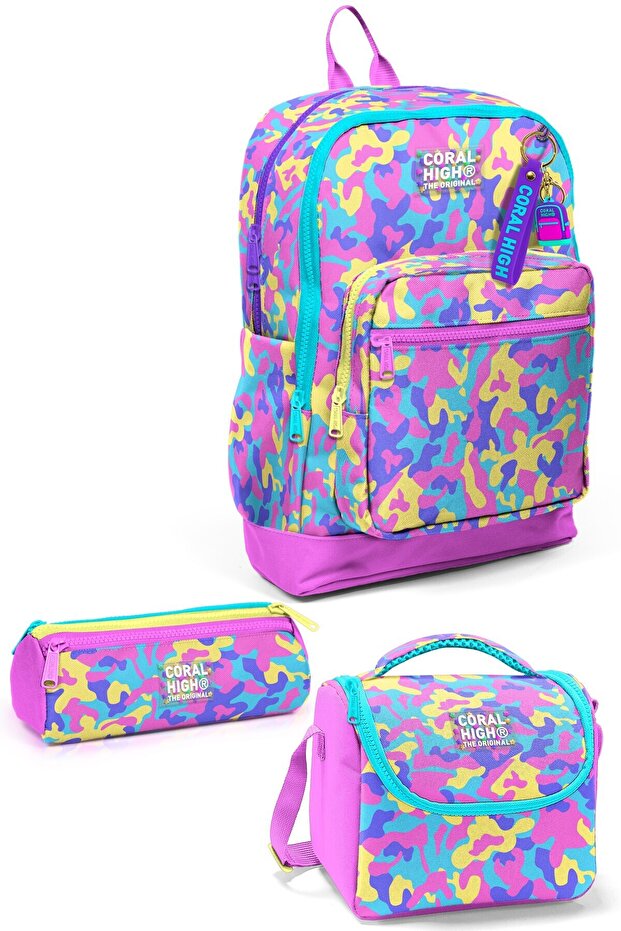 3-Piece School Bag Set 4-Compartment Bag+Thermo Nutrition+Pencil Bag Set