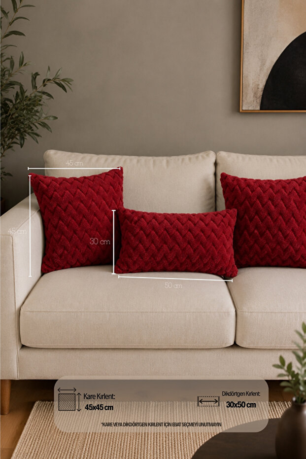 غطاء وسادة مزخرف بوهيمي غطاء وسادة 43x43 سم بورجوندي متعرج Dsn