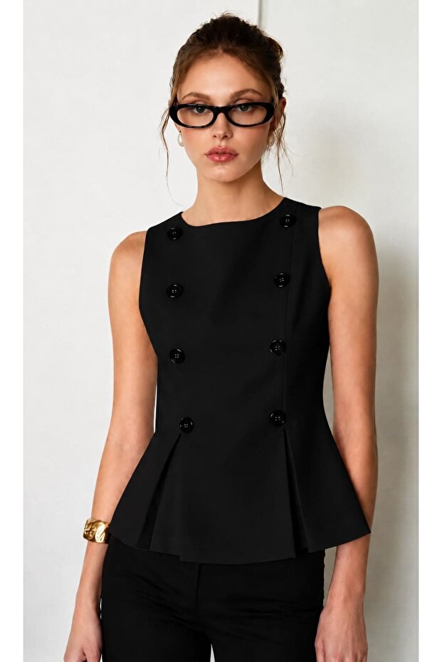 Double Button Detail Blouse - 2
