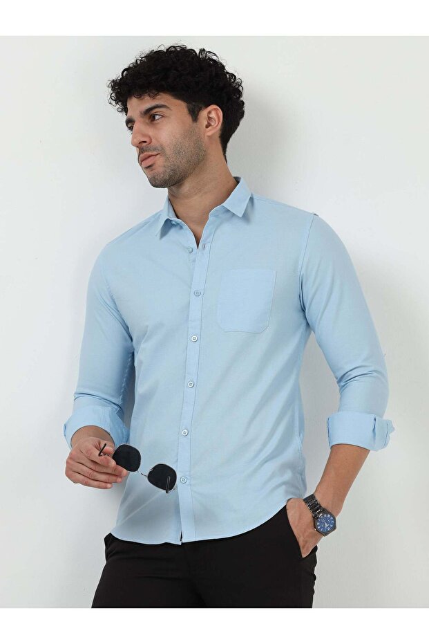 Premium Oxford Solid Light Blue Full Sleeve Shirt