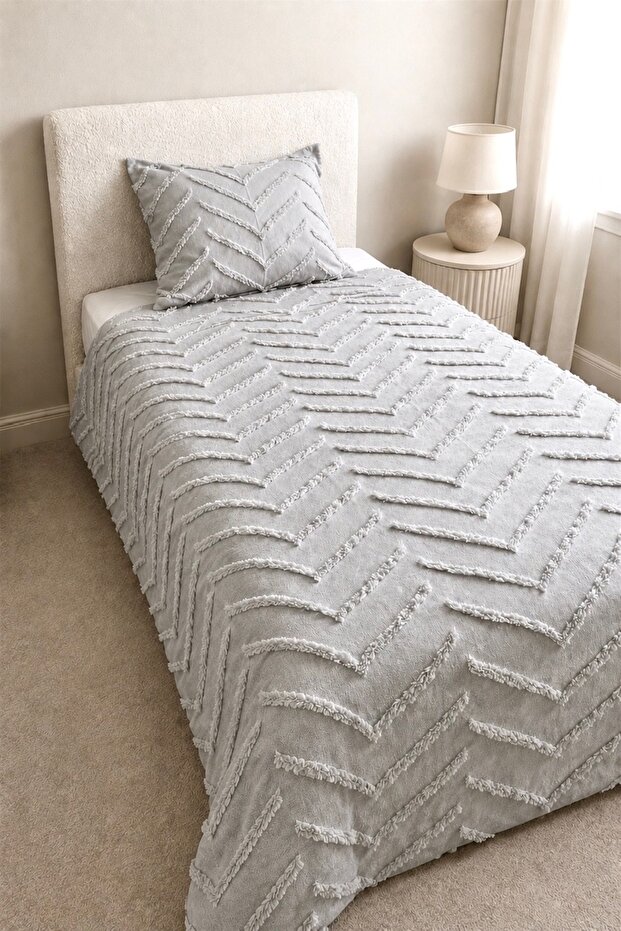 Bohemian Single Chenille Pique Embossed Modern Pattern Summer Pique Set 175X240 Gray