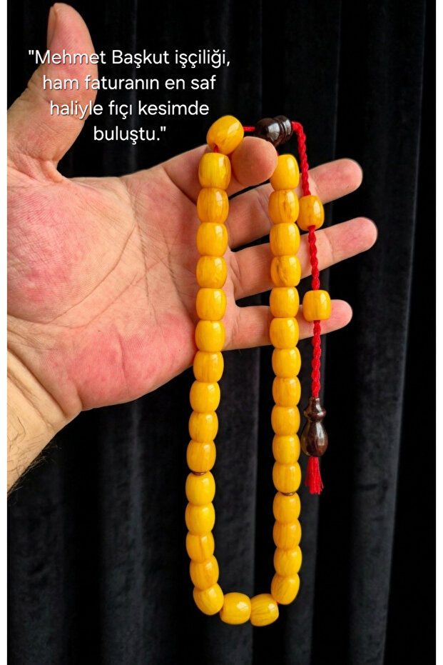 Güleç Natural Stone Mehmet Başkut Masterly Crafted Raw Faturan Barrel Cut Prayer Beads