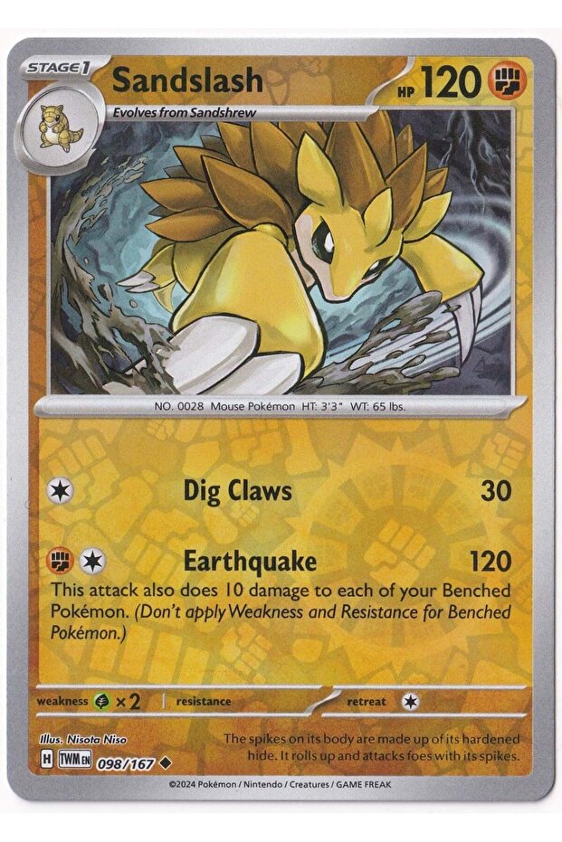 Sandslash [Reverse Holo] 098/167 - Twilight Masquerade - Card (Mint)