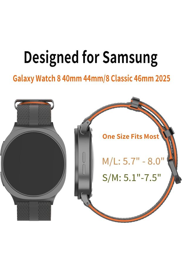 Striped Silicone Sport Strap Compatible with Samsung Galaxy Watch 8 Classic/Watch 8 40mm & 44mm – Soft Waterproof Band with Adjustable Buckle for Men & Women