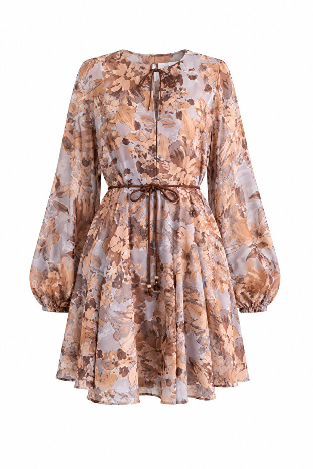 Wooden Beaded Coffee Mini Dress