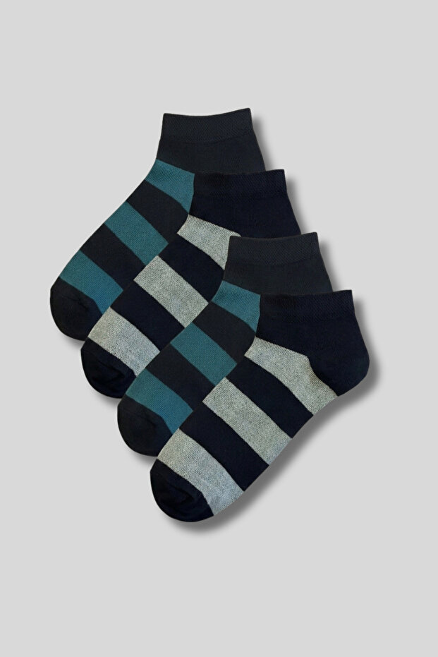 Women's 4-Pack Bamboo Booties Socks with Stripe Pattern