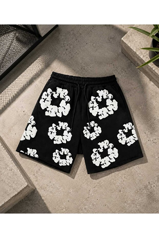 Trendy Floral Patterned Unisex Oversize Shorts – Unisex