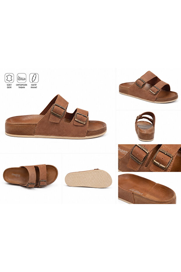 Dubai 3 Leather Daily Orthopedic Buckle Slippers