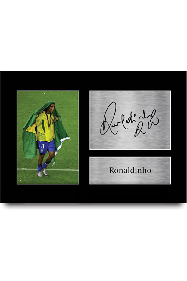 Ronaldinho Gift Signed A4 Printed Autograph Brazil Gifts Photo Display
