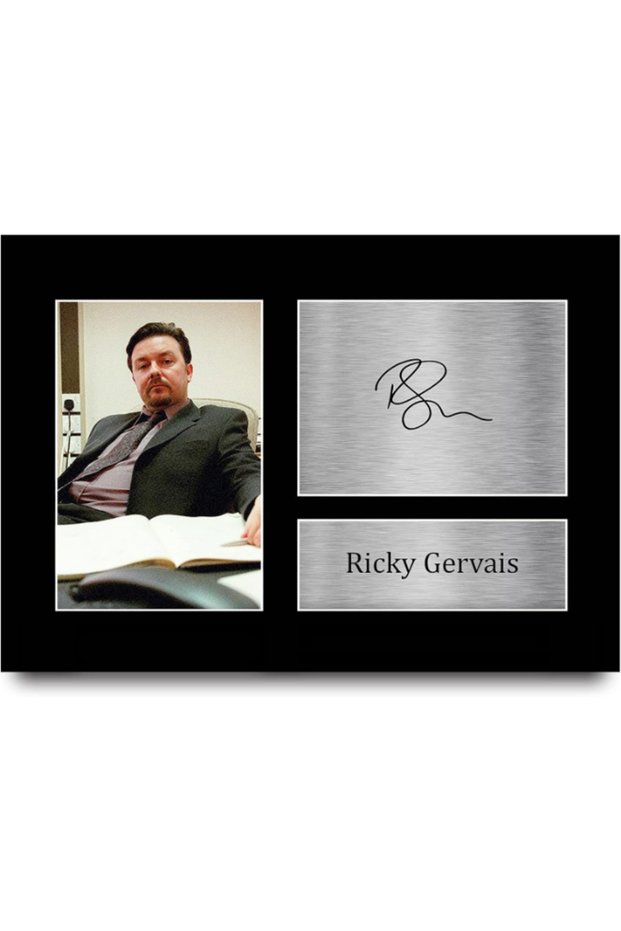 Ricky Gervais Gift Signed A4 Printed Autograph The Office Gifts Photo Display