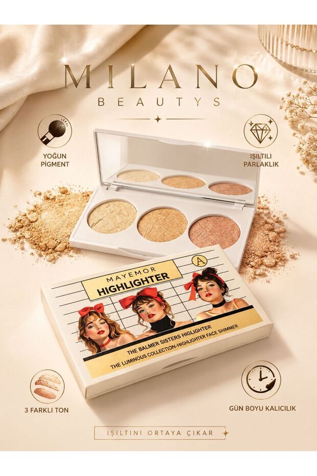 Illuminating 3-Piece Highlighter Palette Makeup Palette 3 Shades - 3-Piece Highlighter Palette