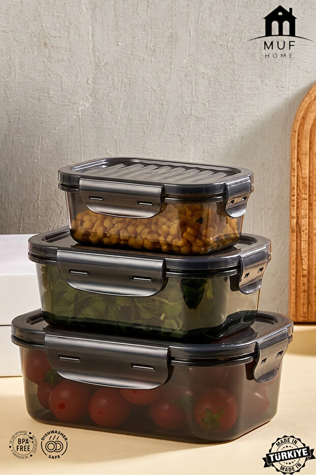 Fully Vacuum Airtight Lockable Leakproof Storage Container Food Container Set of 3 (500Ml+1000Ml+1700Ml)