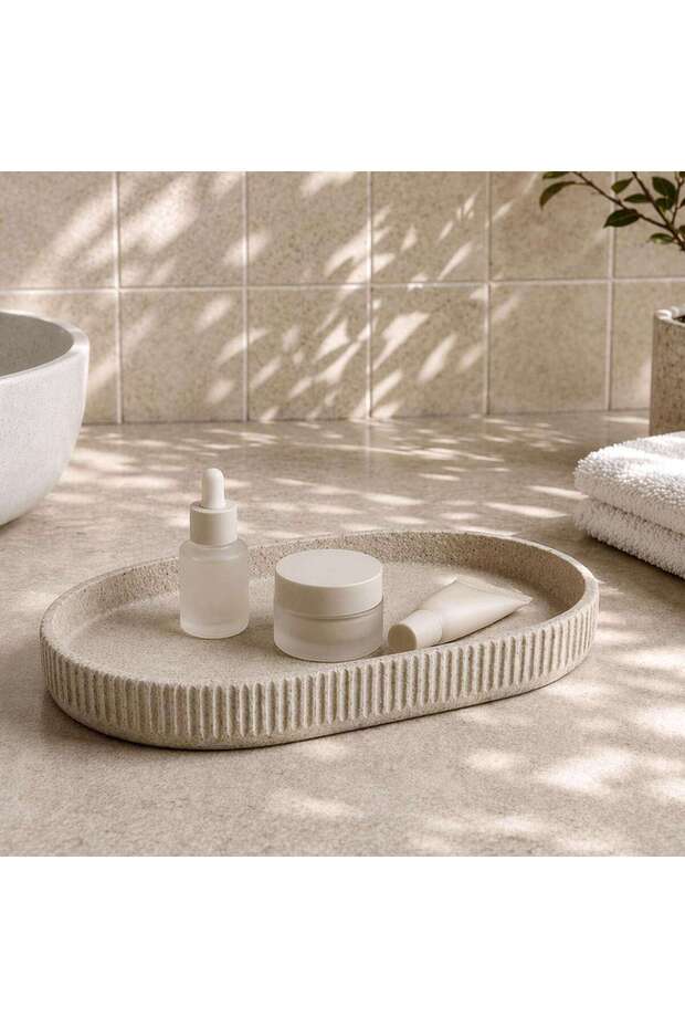 Verona Polyresin Tray 18x3x27cm - Beige