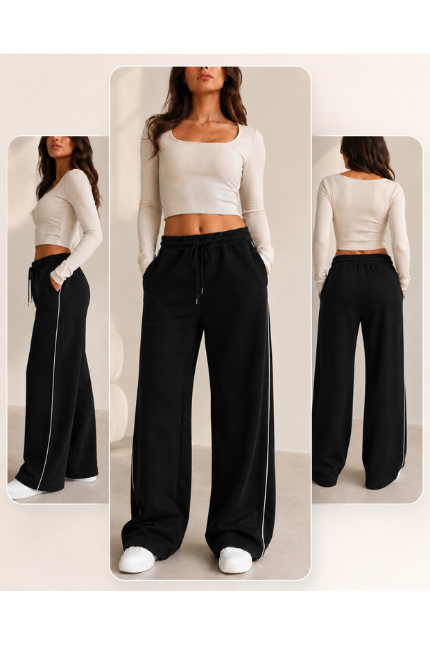 Harajuku Streetwear Side Strip Women's Casual Loose Fit Modal Fabric Quality Sweatpants