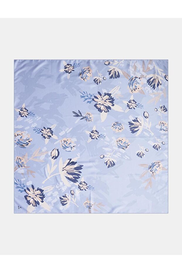 Floral Patterned Scarf Ice Blue
