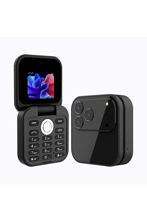 i17 Pro Max Compact Flip Phone – Stylish Retro Keypad, Dual SIM, Pocket-Size Mobile