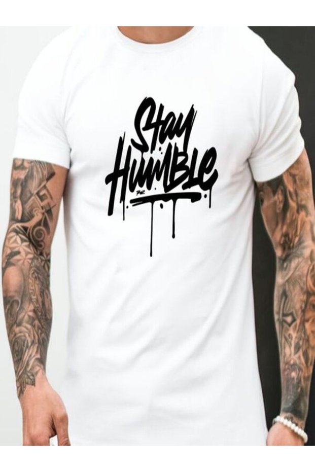 Stay Humble Printed White Men's T-Shirt