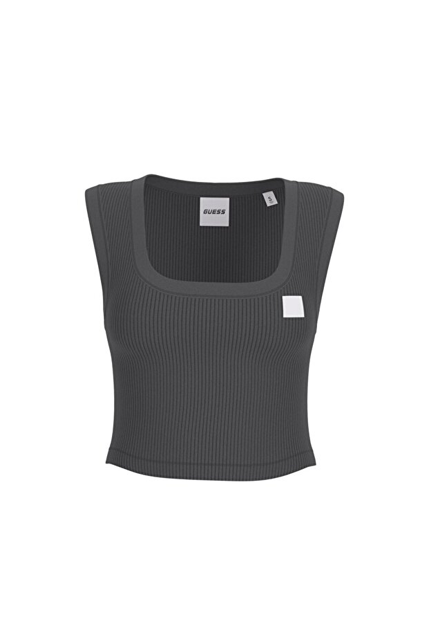 Slim Fit Round Neck Ribbed Crop V6Gp07K2987 Crop V6Gp07 K2987 Jblk