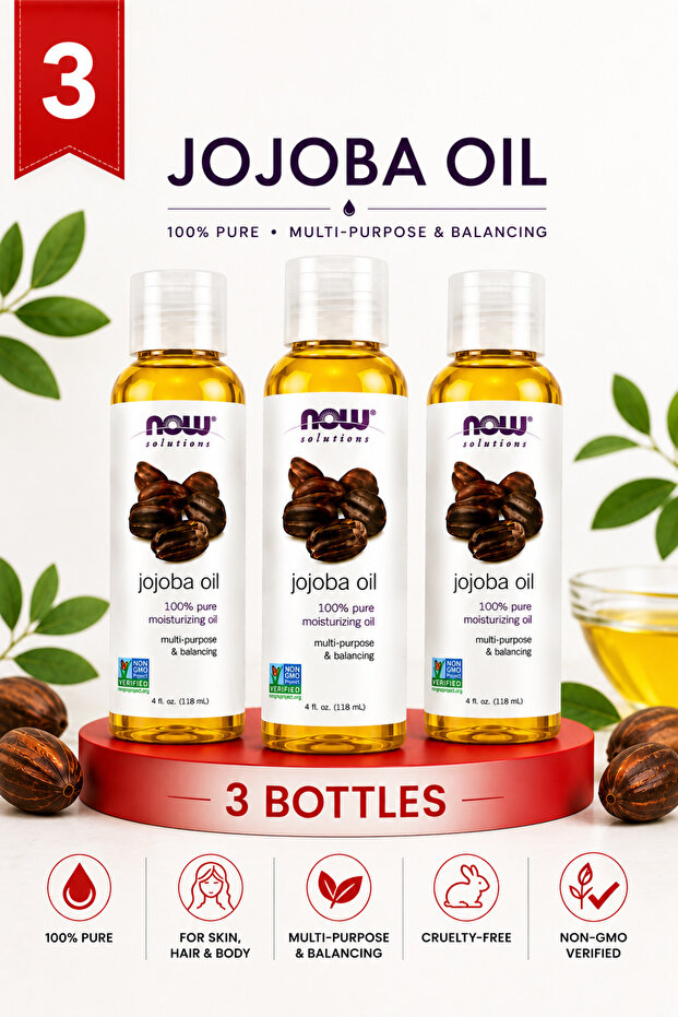 NOW Solutions Pure Jojoba Oil 3 x 118 ml (3 Bottles)