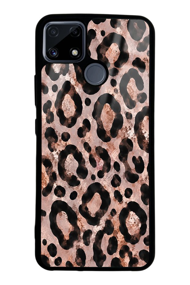 Realme C25 Rose Gold Leopard Design Glossy Phone Case