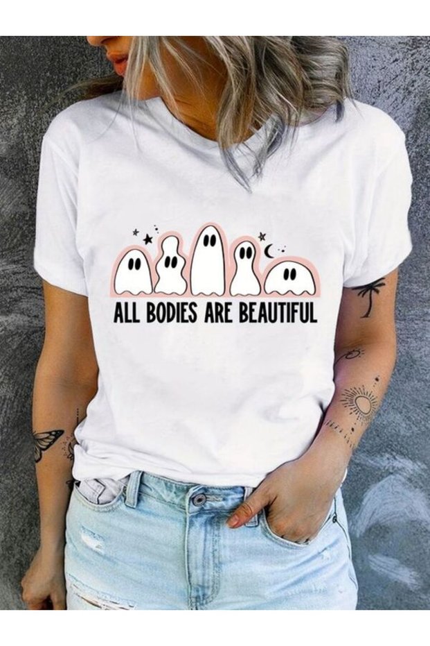 All Bodies Are Beautiful Printed White T-Shirt