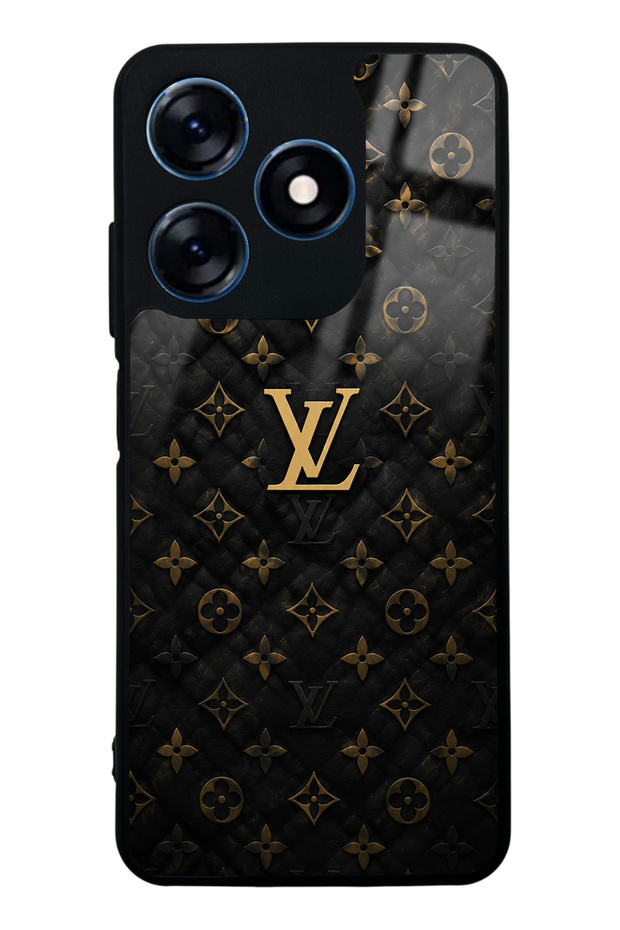 Tecno Spark 10 Black Gold Lv Design Glossy Phone Case
