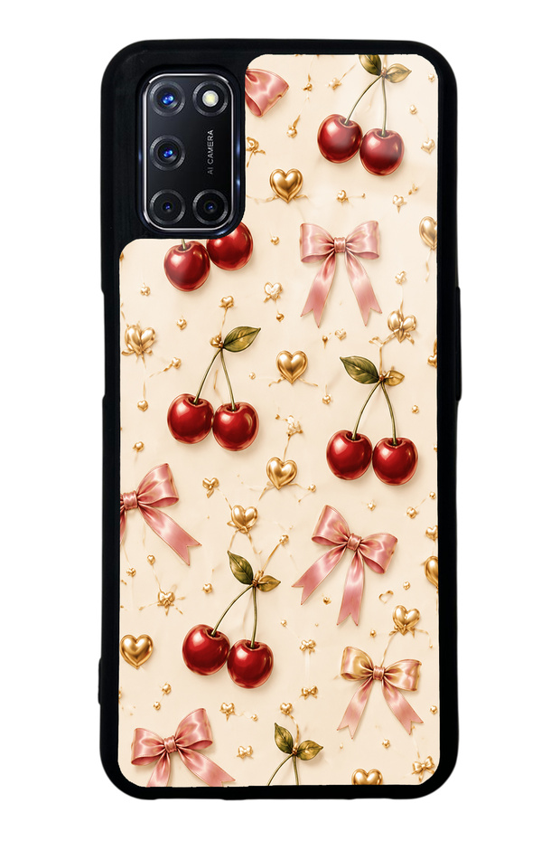 Oppo A52 Cherry Ribbon Luxury Design Glossy Phone Case