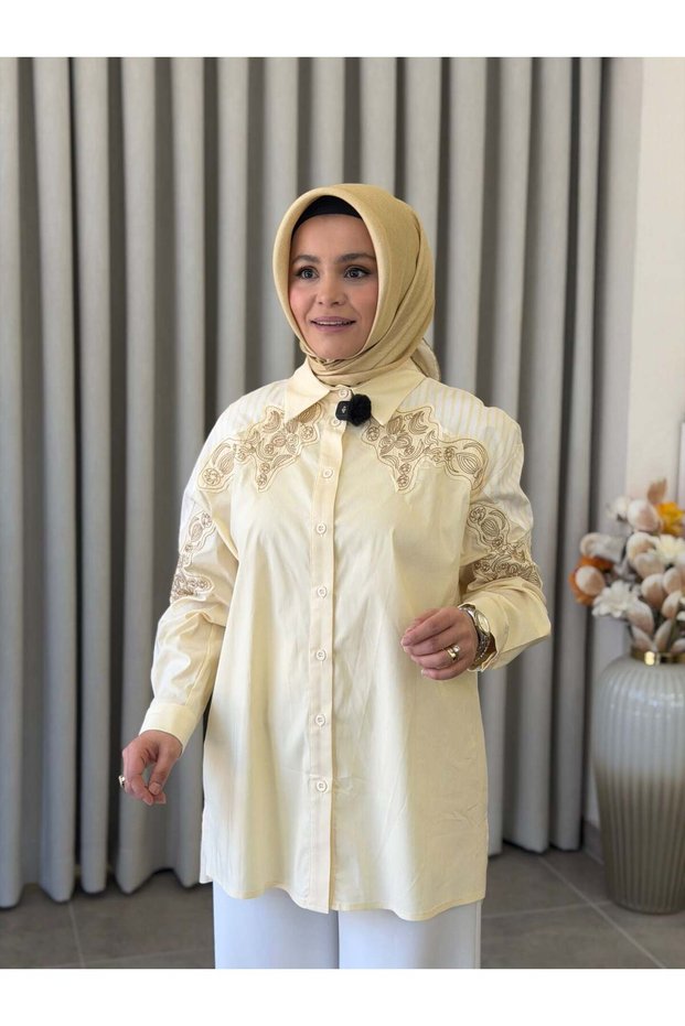 Embroidered Detailed Shirt Yellow