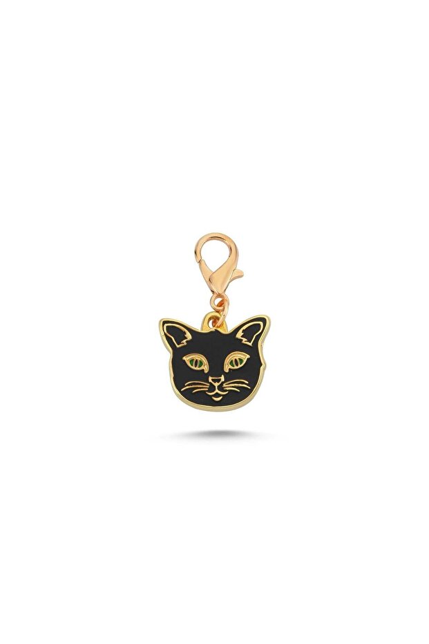 Black Cat Gold Plated Enamel Accessory