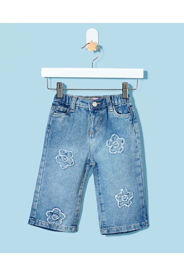 Infant Girls Blue Embellished Wideleg Jeans