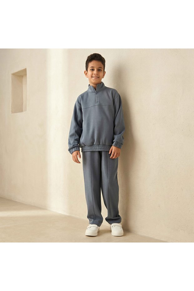 High Neck Long Sleeves Sweatshirt and Track Pant Set