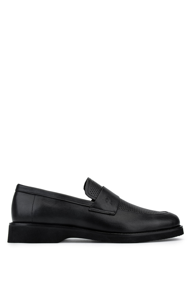 Men's Genuine Leather Black Loafer Shoes