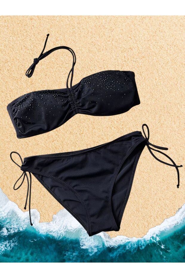 Zen Stone Strapless Bikini Set Black - 2