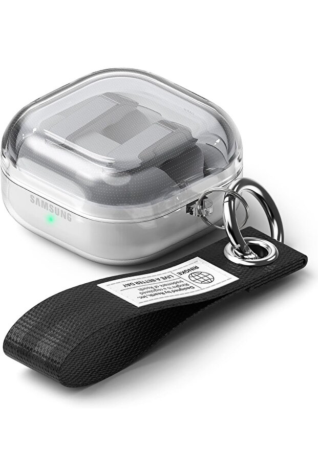 Air for Samsung Galaxy Buds 4 Pro / 4 Case with Carabiner and Strap - Clear/Black