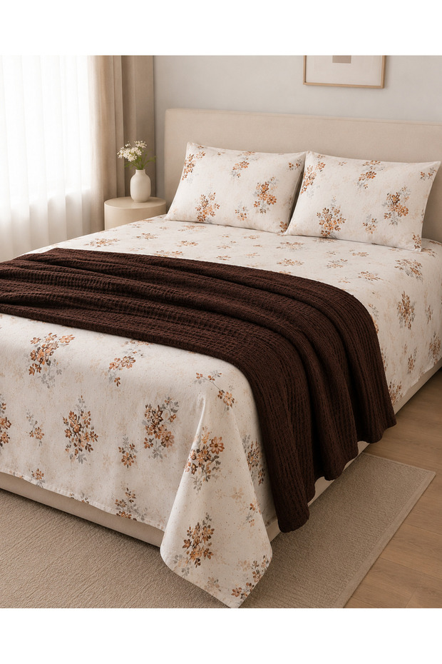 Stylish Floral Patterned Boxed Double Pique Set 200X230 cm