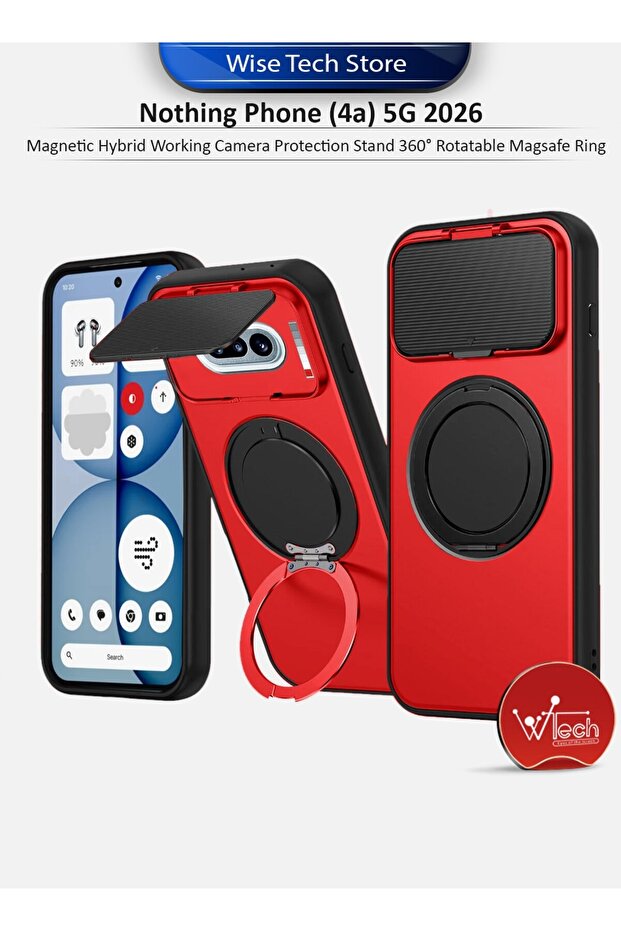 Nothing Phone (4a) 5G 2026 Magnetic Hybrid Working Camera Protection Stand 360° Rotatable Magsafe Ring Case Cover