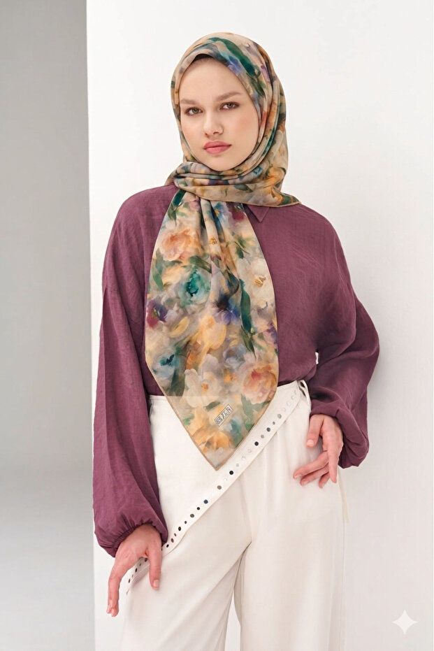 Organic Cotton Viscose Scarf Special Design Tie-Dye Floral Lightweight Stylish