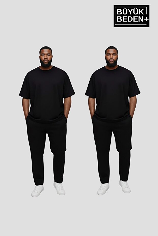 Big Size Men's Basic Crew Neck 2'Li T-Shirt Set 3Xl-6Xl Spr26Bts510+2