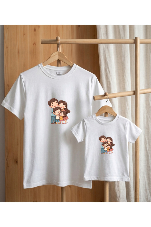 Parent-Child Combination T-Shirt Oversize 100% Cotton Single T-Shirt (for Combination, 2 or 3 Pieces Must Be Ordered)