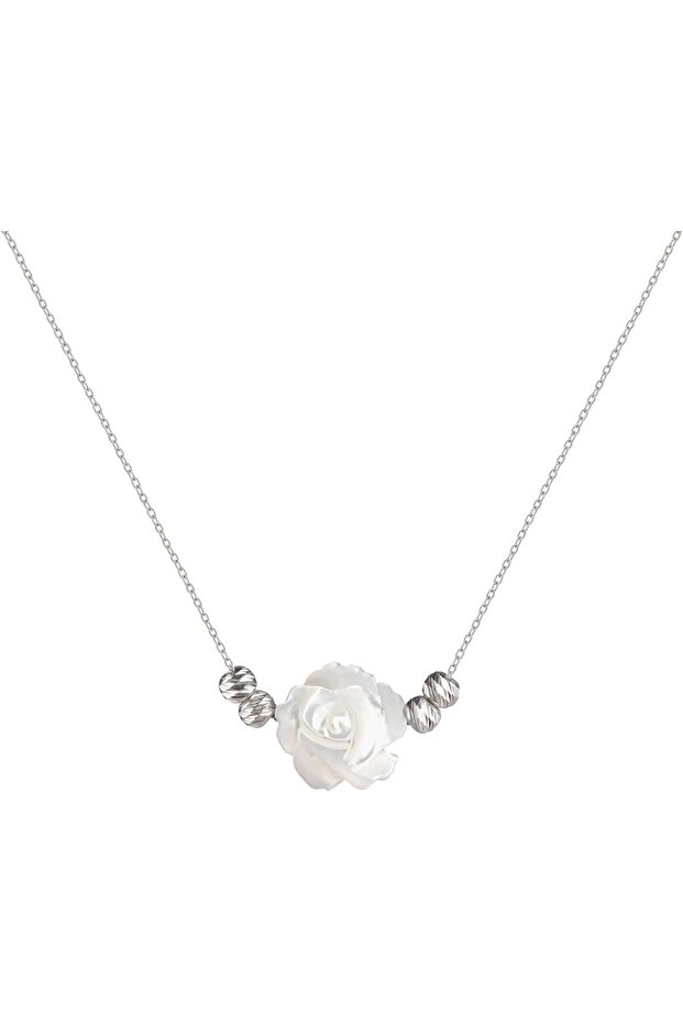 Rosa Women's Necklace, 925 Sterling Silver, Pendant Necklace, with Shell, Handmade Adjustable Jewelry