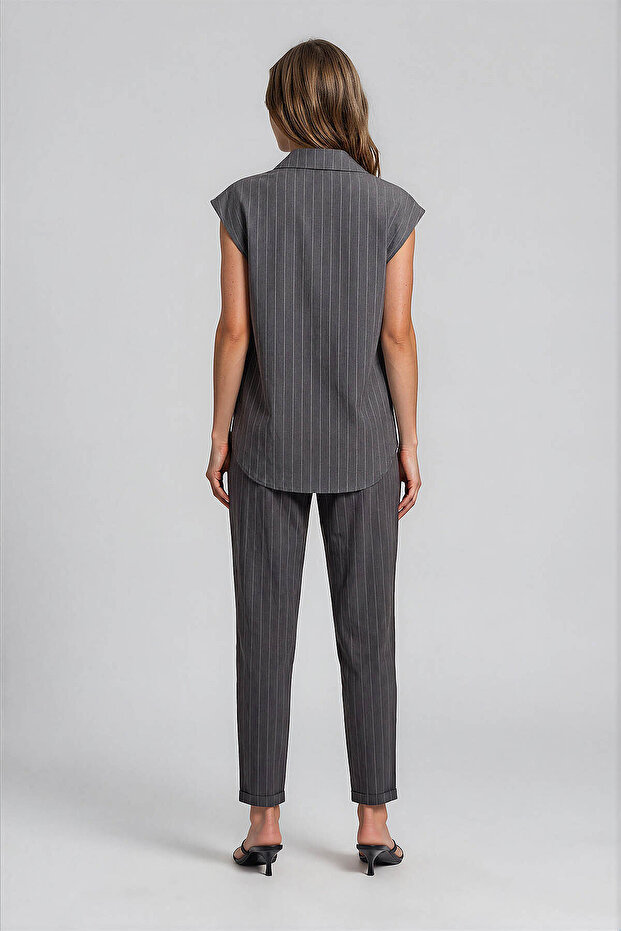 Patterned Elastic Waist Trousers - 3