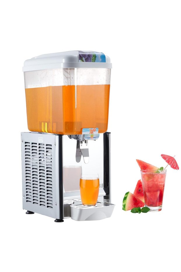 18L Commercial Beverage Dispenser with Two Tanks – Durable Stainless Steel – 300W Power – Easy to Use and Clean – Ideal for Restaurants, Hotels, and Parties – UK Standard-New SKU, 300W_Silver
