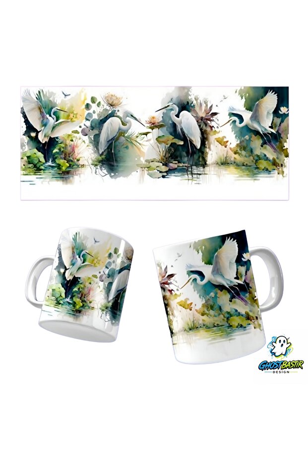 White Egret Bird Mug Cup | Single Piece K0144