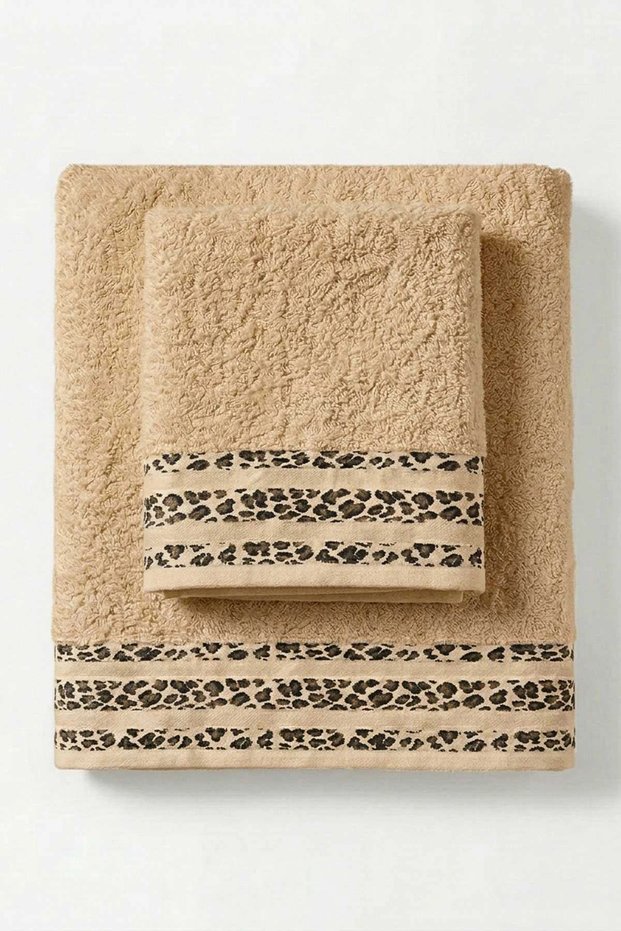 2 Piece Bath Towel Set 100% Cotton 70X140+50X90 cm Savana Sand Beige
