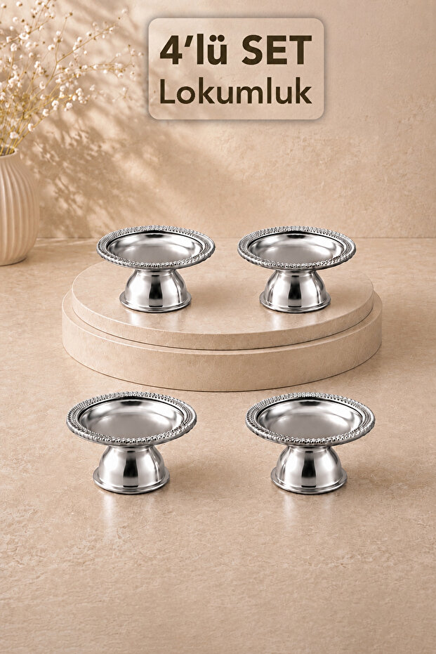 4-Piece Silver Presentation Bowl with Spike Pattern - Chocolate Delight Bowl for Coffee Sides and Treats