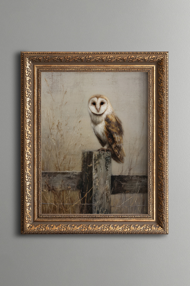 Owl – Vintage Patterned Painting – Thick Model