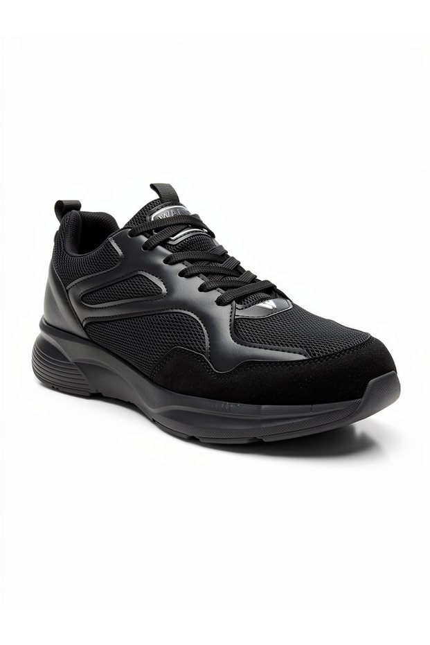 Black Breathable Fabric Faylon Sole Lace-Up Sneaker