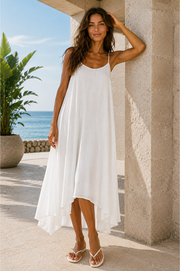 Women's Strappy Deep Slit Lined Dress