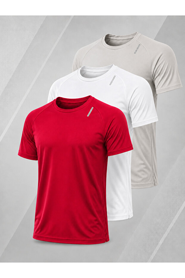 3-Pack Sporty Quick-Drying Breathable Athletic Technical T-Shirt with Reflective Detail